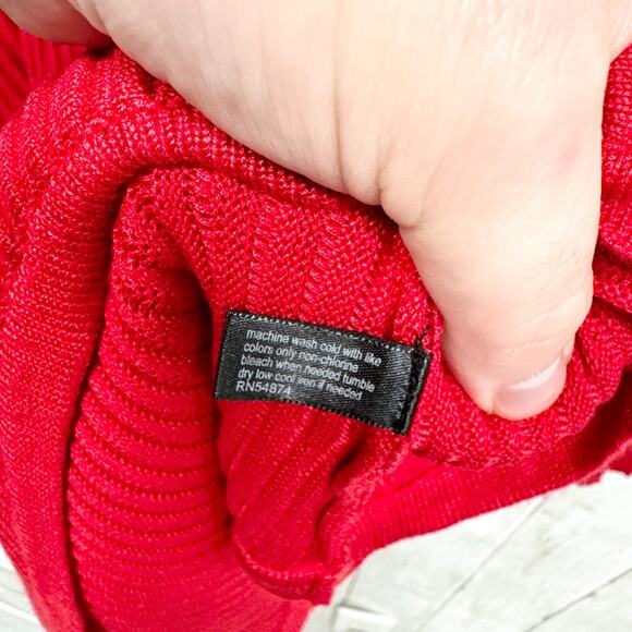 The Limited Dress Women Sz XS Long Sleeve Red Knee Length Rib Tight Knit Sweater - Picture 4 of 5